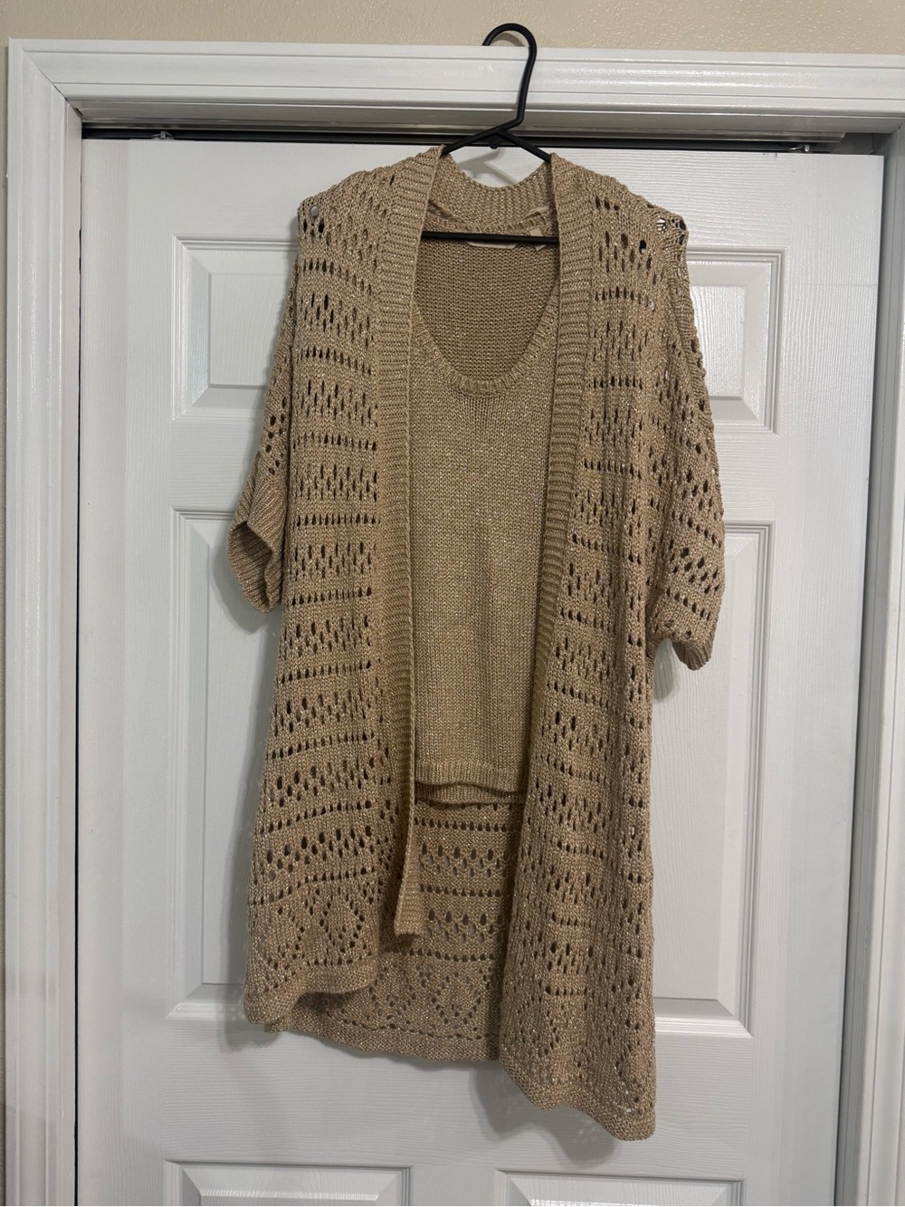Soft Surroundings Open Knit Cardigan and Matching Knit Tank